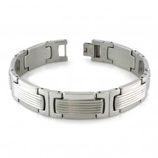 Stainless Steel Grill Pattern Link Bracelet