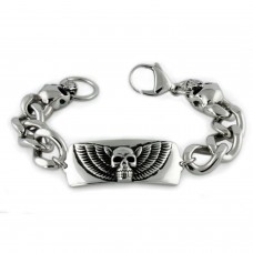 Men's Stainless Steel Skull ID Bracelet