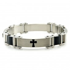 Stainless Steel Cross Design Link Bracelet