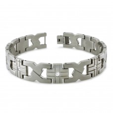 Stainless Steel Cubic Zirconia X Link Bracelet