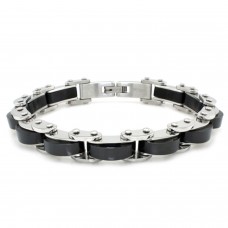 Two-Tone Stainless Steel Biker Chain Link Bracelet