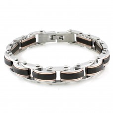 Tri-Tone Stainless Steel Link Bracelet