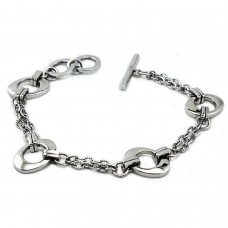 Stainless Steel Oval Charm Chain Bracelet