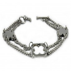 Stainless Steel Hollow Four Leaf Clover Link Bracelet