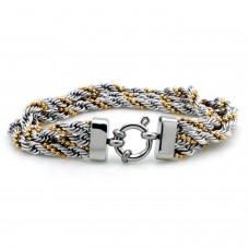 Stainless Steel Triple Braid Gold & Silver Rope Chain Bracelet