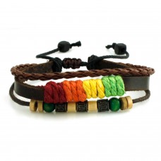 Leather Boho Multi-Color Rainbow Rope Adjustable Bracelet