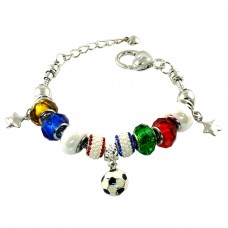 Metal Alloy Soccer Colorful Bead Charm Bracelet