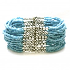 Multi-strand Light Blue Layering Exotic Stretchable Bracelet