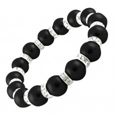 Silver Alloy Black Imitation Pearl Bead Bracelet