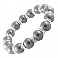 Silver Alloy Charcoal Imitation Pearl Bead Bracelet