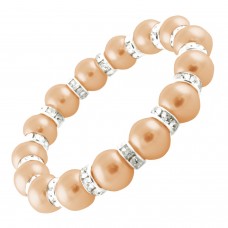 Silver Alloy Beige Imitation Pearl Bead Bracelet