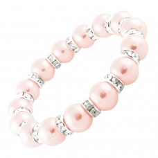 Silver Alloy Pink Imitation Pearl Bead Bracelet