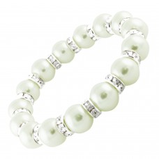 Silver Alloy White Imitation Pearl Bead Bracelet