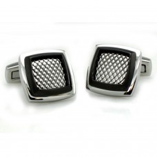 Stainless Steel Classic Mesh Inlay Cuff Links