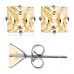 Stainless Steel Princess Cut Gold Cubic Zirconia Stud Earrings, Size: 4 mm