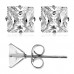 Stainless Steel Princess Cut White Cubic Zirconia Stud Earrings, Size: 4 mm