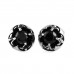 Stainless Steel Fleur de Lis Black Cubic Zirconia Design Stud Earrings