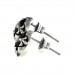 Stainless Steel Fleur de Lis Black Cubic Zirconia Design Stud Earrings