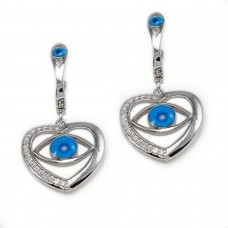 Sterling Silver Evil Eye Heart Earrings