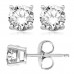 Sterling Silver Round Cubic Zirconia Gem Stud Earrings, Size: 6 mm