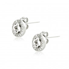 Sterling Silver Cubic Zirconia Channel Celtic Circle Stud Earrings