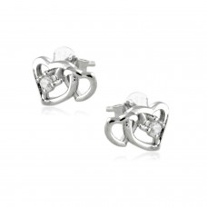 Sterling Silver Interlocked Hearts Stud Earrings