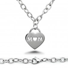 Stainless Steel Mom Heart Charm Necklace