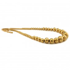 Stainless Steel Gold Plated Graduated Ball Necklace