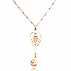 Rose Gold Plated Stainless Steel White Ceramic Element Key Charm Pendant