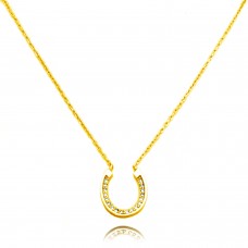 14K Gold Plated Sterling Silver Small Horseshoe Charm Necklace