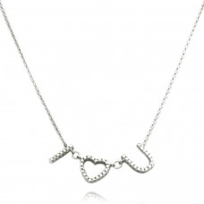 Sterling Silver I Heart U Thin Chain Necklace