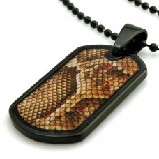 Black Tungsten Snake Anaconda Dog Tag  Pendant with Ball Chain Necklace