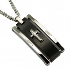 Stainless Steel Two-Tone Cross Inlay Pendant