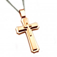 Stainless Steel Rose Gold Plated Cross Pendant