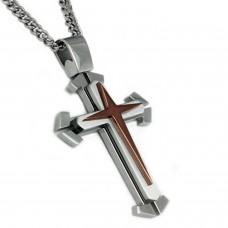 Two-Tone Stainless Steel Cross Pendant