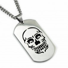 Stainless Steel Skull Engrave Dog Tag Pendant