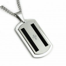 Stainless Steel CZ Dog Tag Pendant