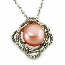 Stainless Steel Pearl Pendant in Flower Design