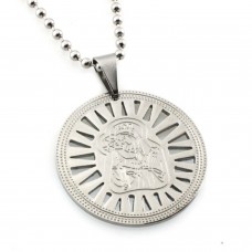 Stainless Steel Mother Mary & Baby Jesus Disc Pendant