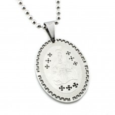 Stainless Steel Mother Mary Oval Pendant