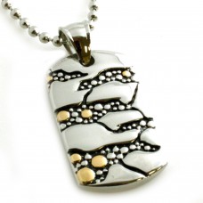 Two-Tone Stainless Steel Sting Ray Design Dog Tag Pendant