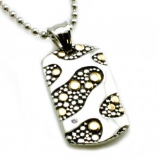 Two-Tone Stainless Steel Sting Ray Design CZ Dog Tag Pendant