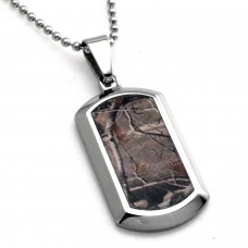 Stainless Steel Forest Tree Camouflage Dog Tag Pendant