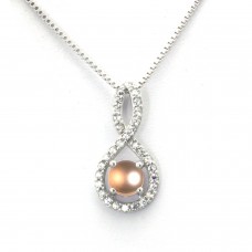 Sterling Silver Figure 8 Center Pearl Pendant