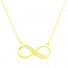 Sterling Silver Half CZ Gold Plated Infinity Pendant