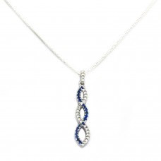 Sterling Silver Helix Infinity Blue Sapphire Cubic Zirconia Pendant