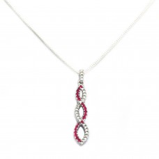 Sterling Silver Helix Infinity Ruby Cubic Zirconia Pendant