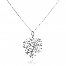 Sterling Silver Medium Olive Branch Medallion Pendant Necklace