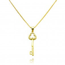 Sterling Silver The Cloud Kingdom Key 18K Yellow Gold Plated Pendant Necklace