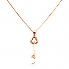 Sterling Silver The Cloud Kingdom Key 14K Rose Gold Plated Pendant Necklace